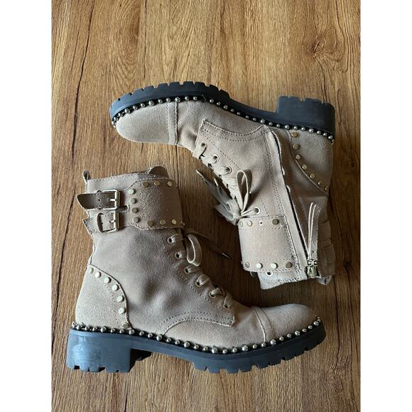 Sam Edelman Jennifer Studded Suede Combat Boots Size 7.5 - Picture 1 of 7
